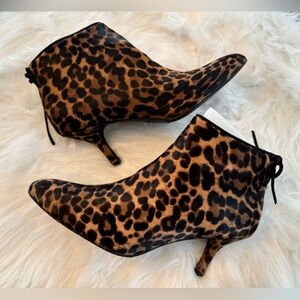 NWT & Box Stuart Weitzman Pipelofty Calf Hair Ankle Booties Chocolate size 6.5